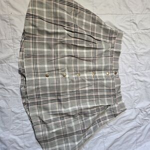 Torrid Gray and Pink Plaid Skater Skirt